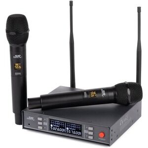 Monoprice Wireless Mic System Dual Handheld 200-Channel UHF for Karaoke Church‎
